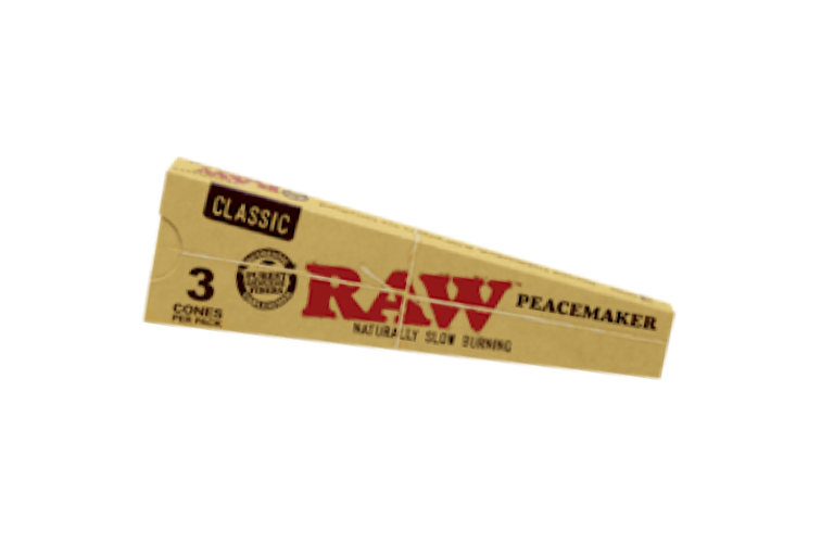 RAW 3 Classic Cones Per Pack Natural Slow Burning - Peacemaker
