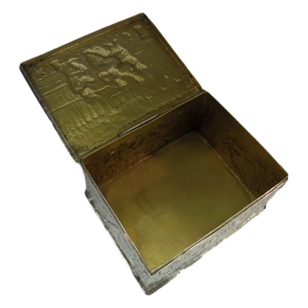 German Solid Silver c1900 Table Box Gambling & Cherub Scenes (F1792)