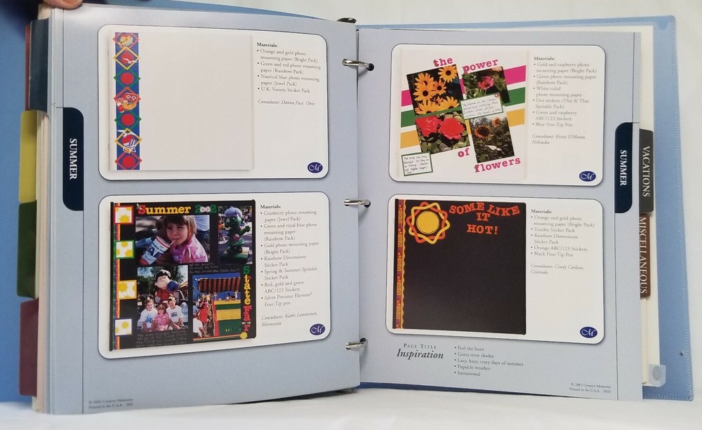 Creative Memories PAGE PATTERN NOTEBOOK scrapbooking page ideas.