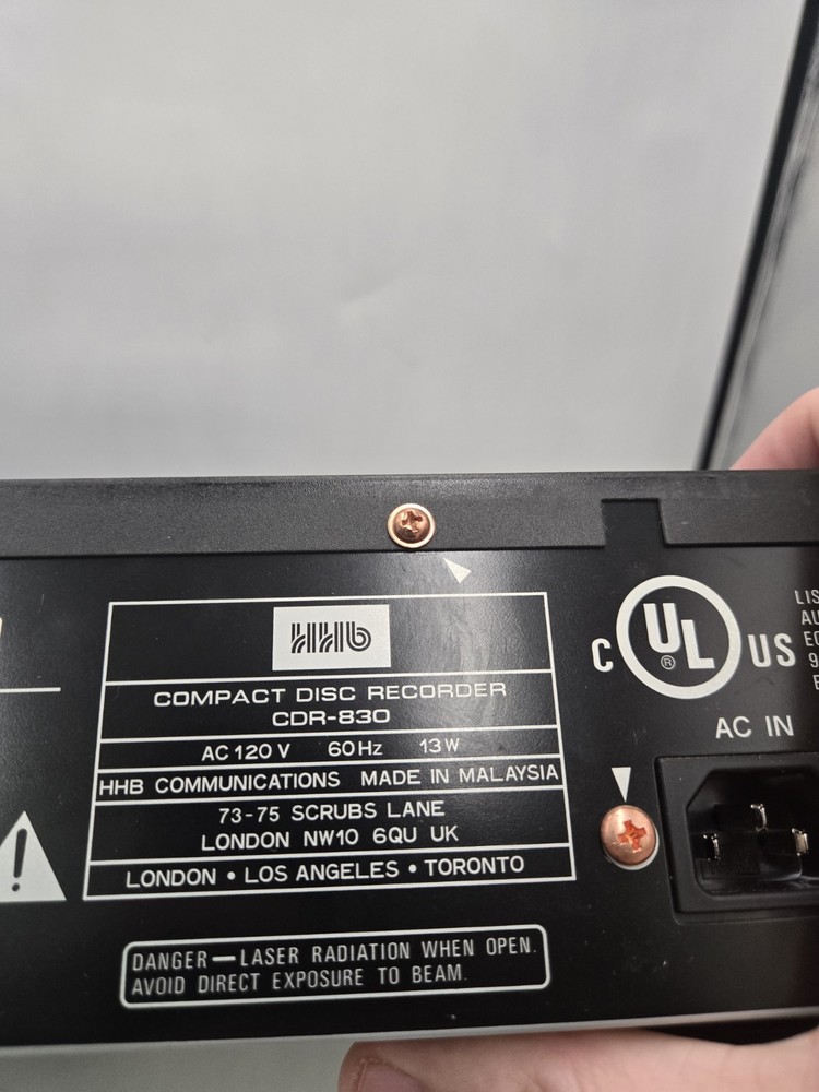 HHB BurnIT CDR-830 Professional Compact Disc Recorder W/ Rack Mount - No Remote