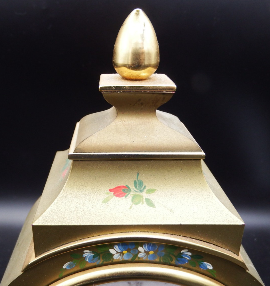 Le Castel Gold colored 10" Mantle clock - needs work - AS IS
