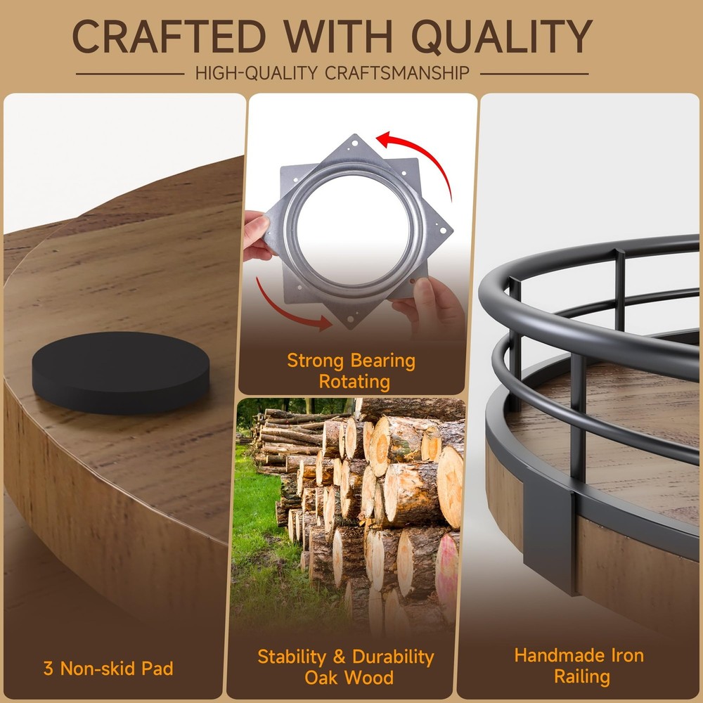 Extra Large Round Oak Lazy Susan for Dining Table Kitchen Storage Solutions