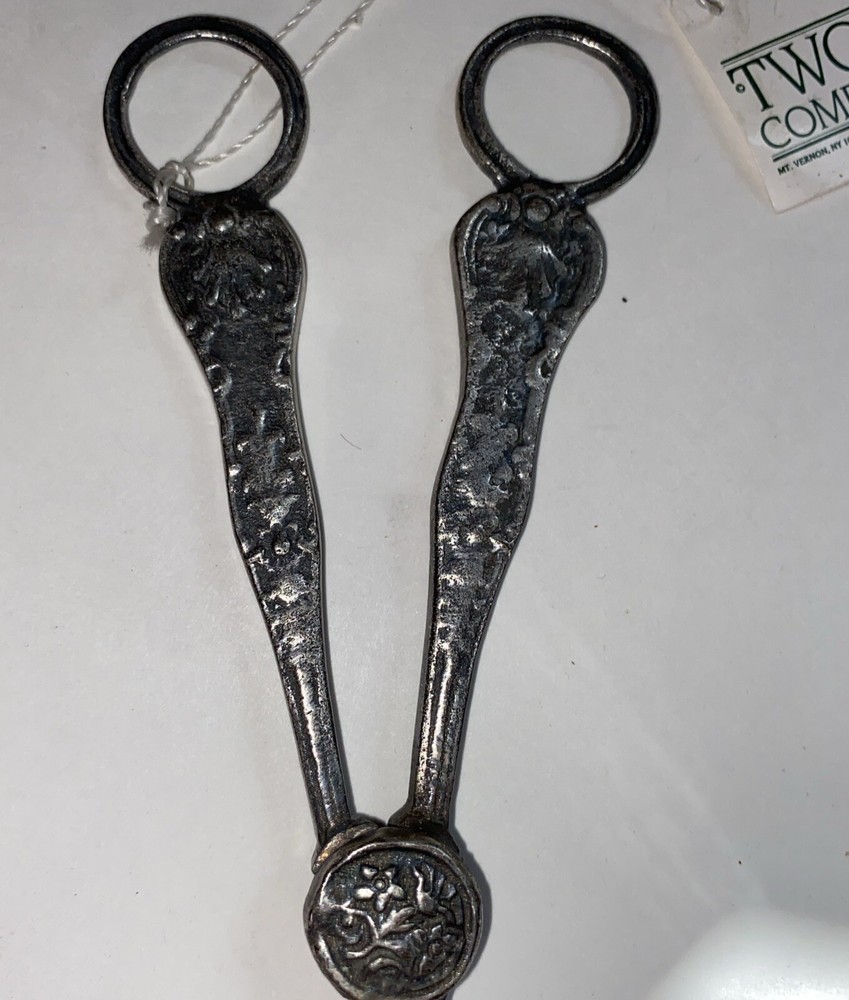 VINTAGE SILVER SOLDERED HANDMADE FLORAL PATTERN SCISSORS CRIMPER 6.5"
