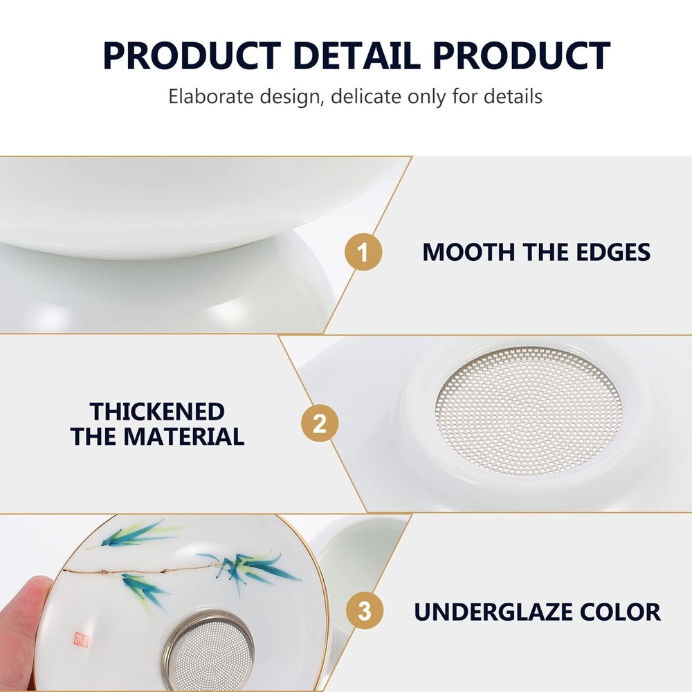 Porcelain Tea Strainer with Base Integrated Ceramic Tea Filter White Simply Two
