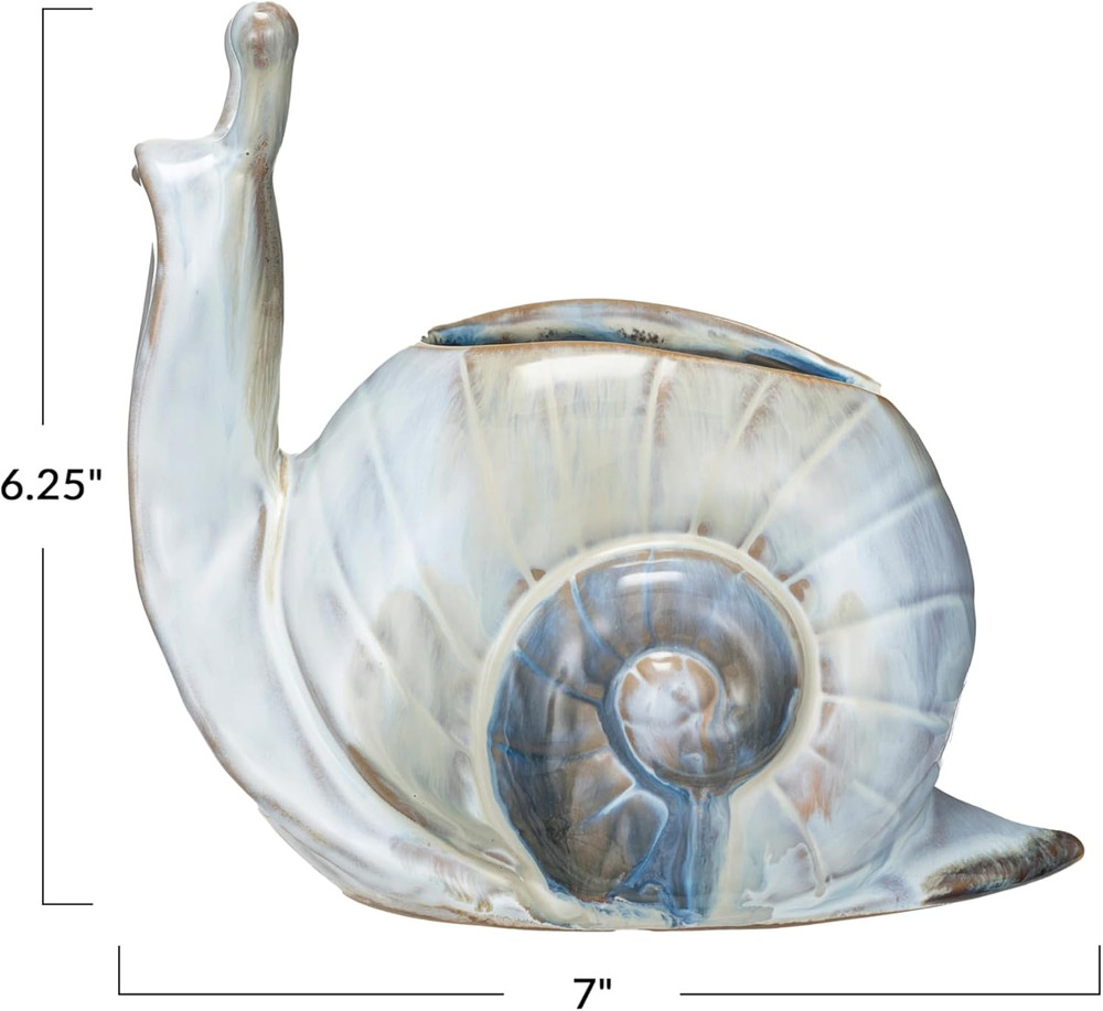 Stoneware Snail Vase/Planter with Reactive Glaze, Multicolor