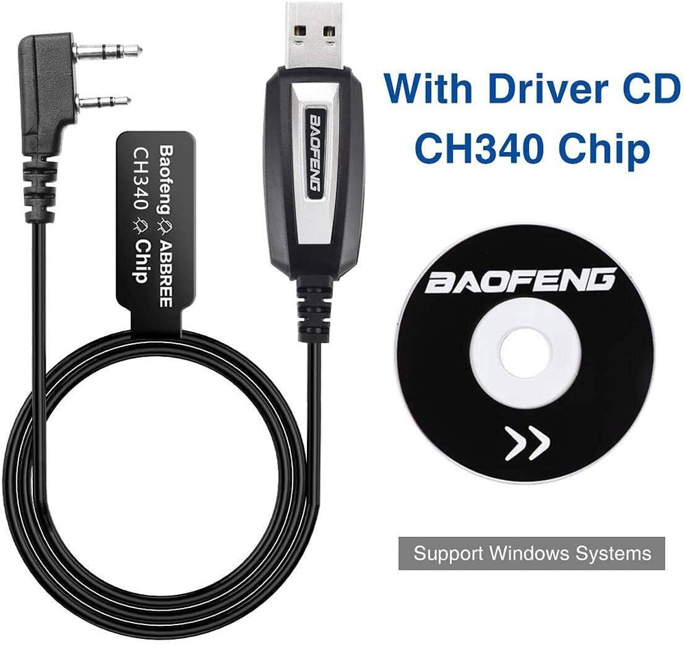 CH340 USB Programming Cable for Baofeng & Compatible Models - Black