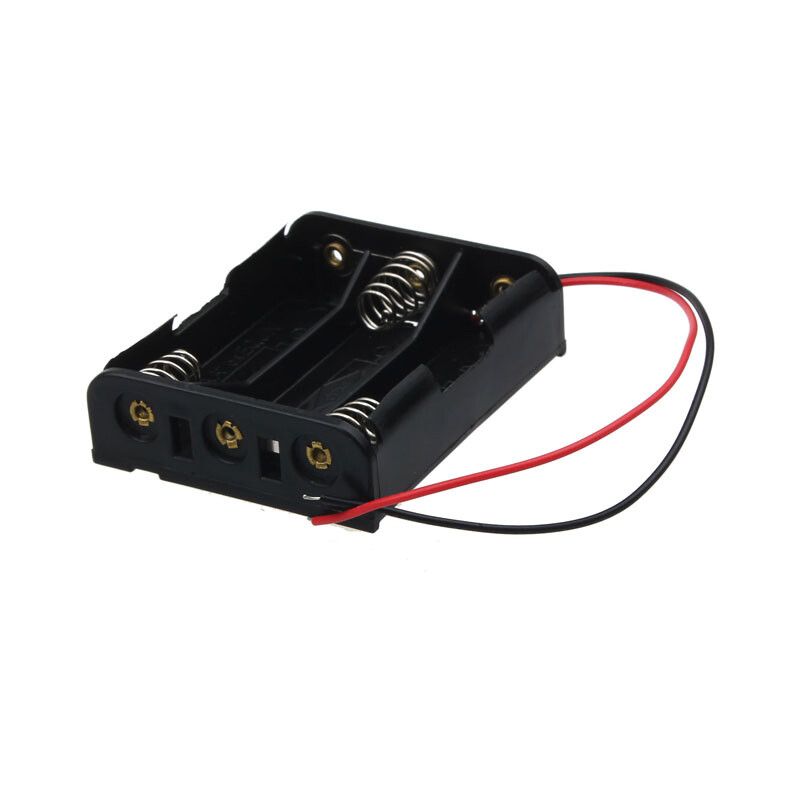 2x 3-AA Slots Battery Spring Clip Holder Case Plastic Storage Box Flat Wire 4.5V