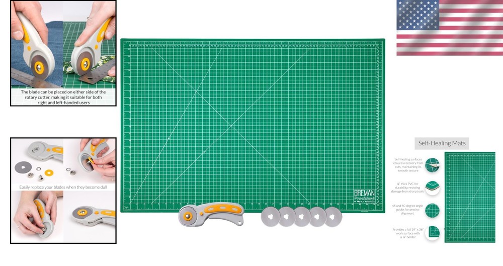 Fabric Cutter Set - Rotary Cutter & Cutting Mat Combo