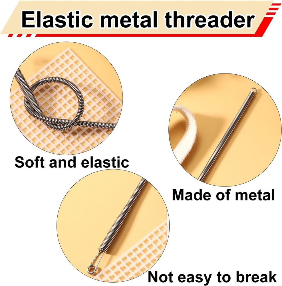 2 Pcs Drawstring Threader Tool Metal Spring Flexible