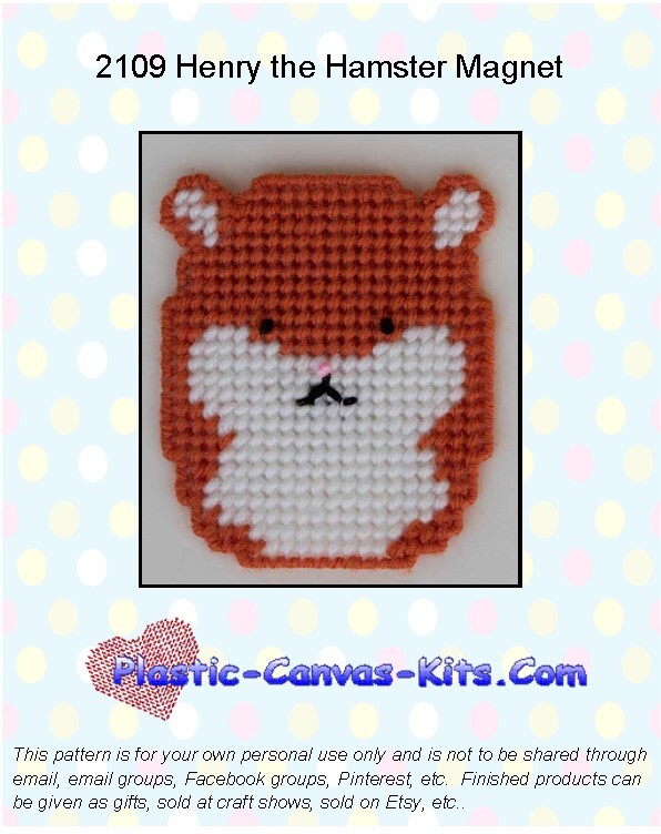 Henry the Hamster Magnet - Plastic Canvas Pattern or Kit
