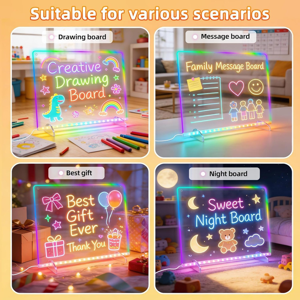 Kids LED Note Board 16" with 13 Light Effects & Tracing Book