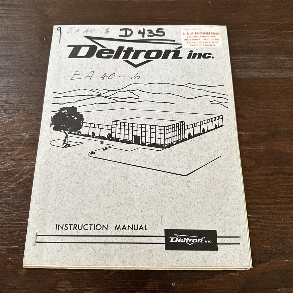 Deltron inc. EA 40-.6 Instruction Manual