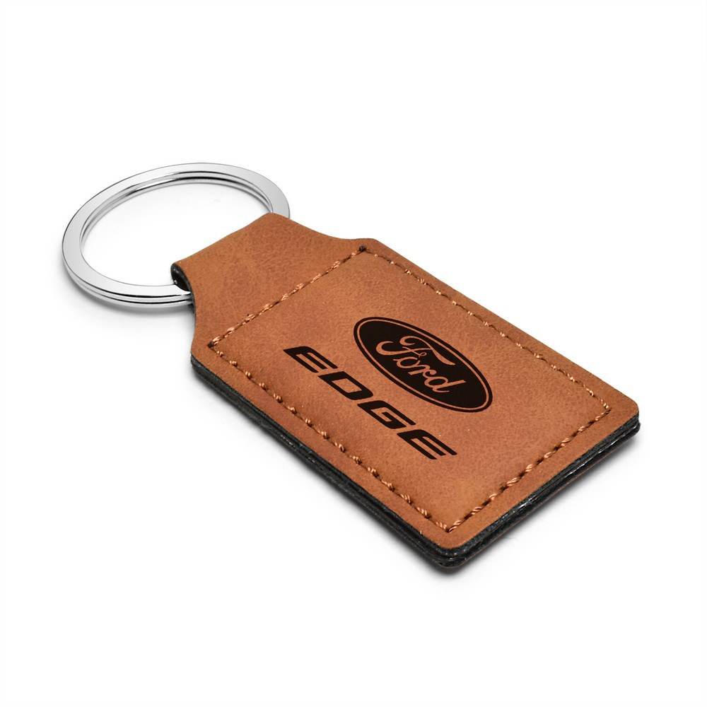 Ford Edge Rectangular Brown Leather Key Chain