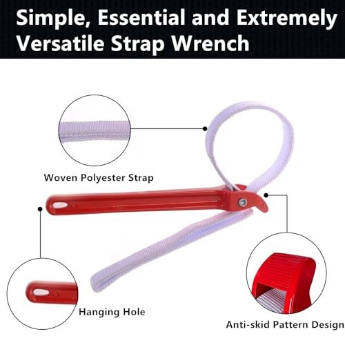 12" Adjustable Nylon Strap Pipe Wrench Opener Disassembly Tool