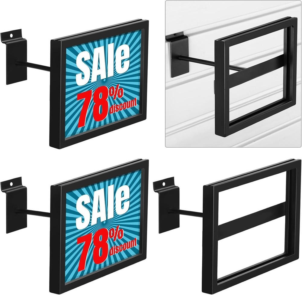 4 Pcs Rectangular Faceout Sign Holders for Slatwall Holds Gridwall Acc. 7"x5.5"
