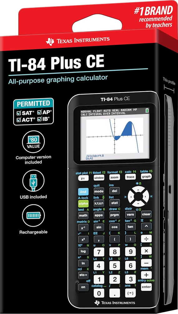 TI-84 plus CE Color Graphing Calculator, Black