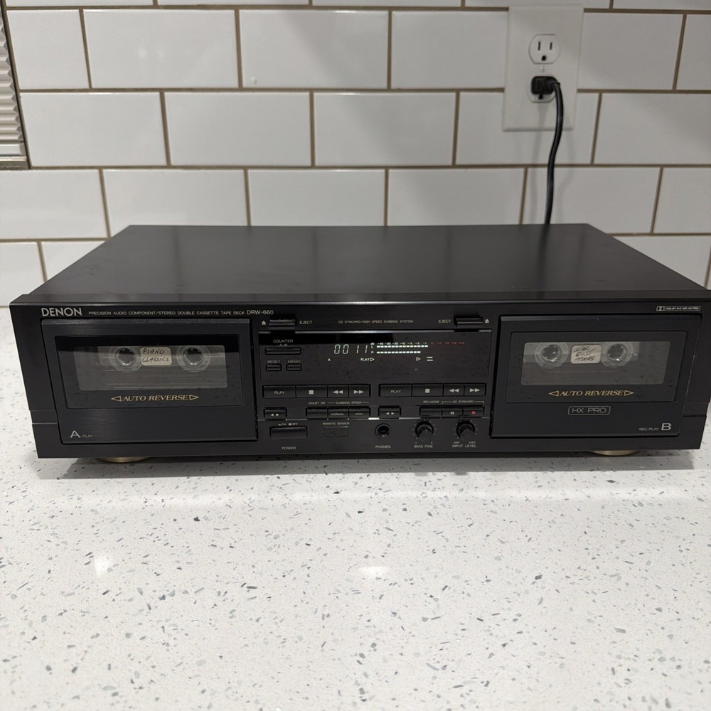 Denon DRW-660 Dual Cassette Deck Player  - Tested & Working (B Side Won’t Eject)