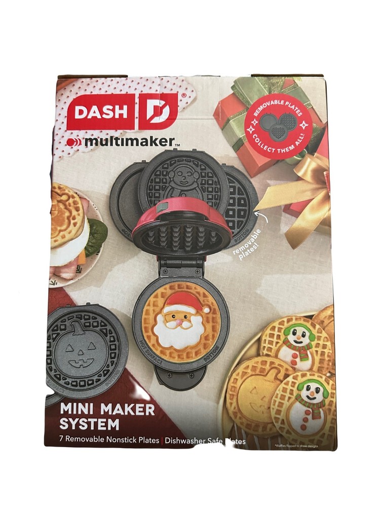 Dash Multi-Plate Mini Waffle Maker 7 removable Plates-Holiday design
