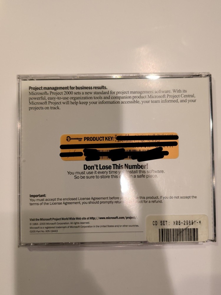 Microsoft Project 2000 CD - WITH PRODUCT KEY