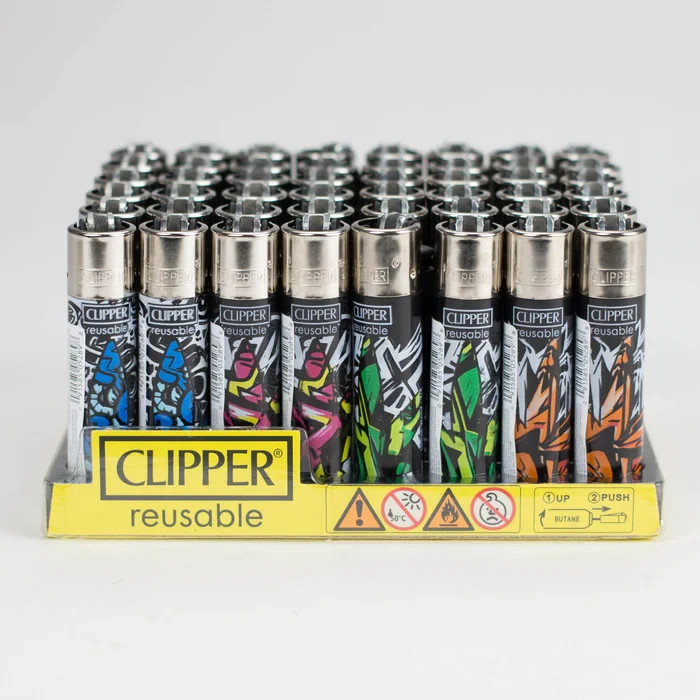 CLIPPER – Urban Leaf Design – Eliments Refillable Lighters (Value Pack of 48)