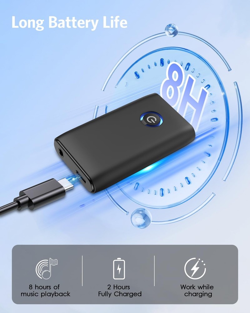 OQIMAX Bluetooth 5.3 Transmitter Receiver, 2-in-1 Black