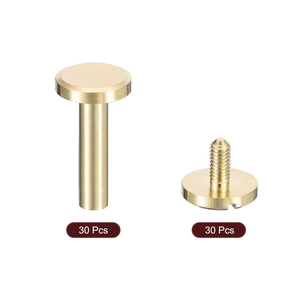 30Pack Brass Chicago Screws 18x10mm Post Nail Stud Rivet