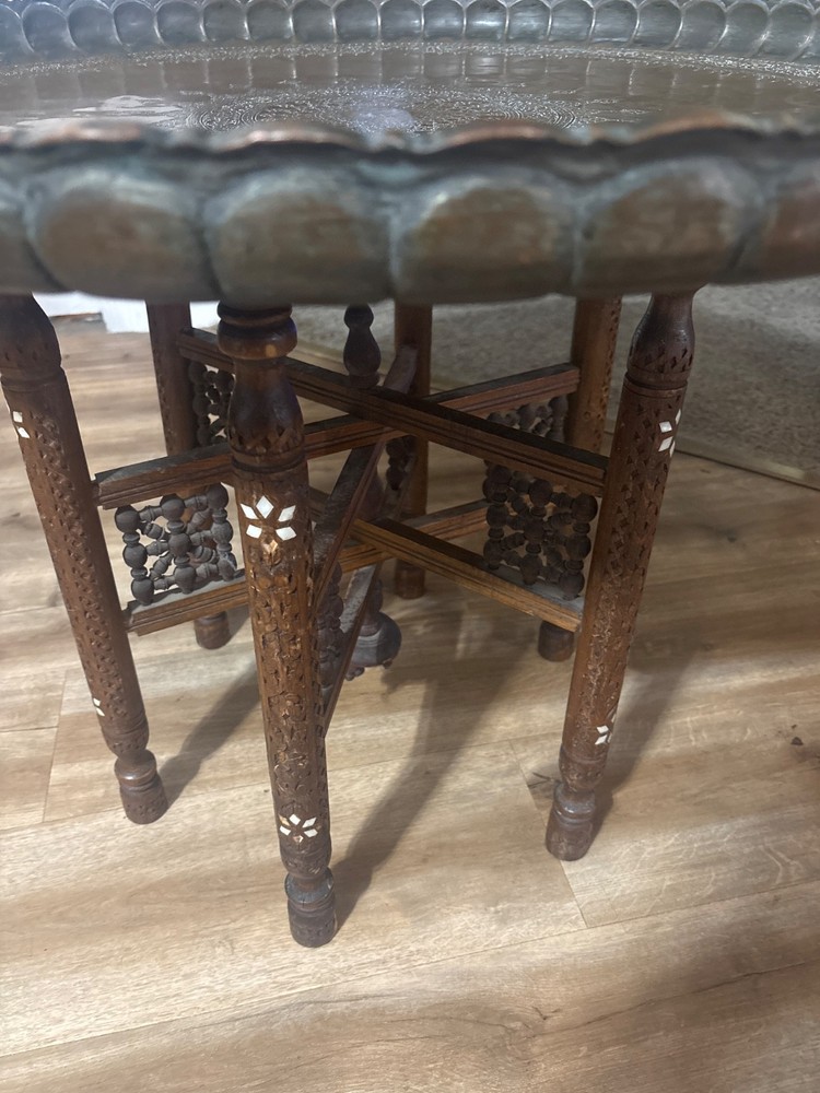 Persian hammered copper table