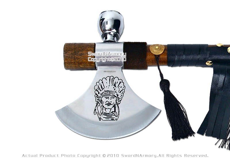 Tomahawk Hatchet Native Indian Chief Axe Functional Smoking Tabacco Peace Pipe