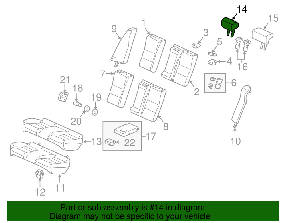 Genuine Honda Headrest Outer 82140-TP6-A02ZD