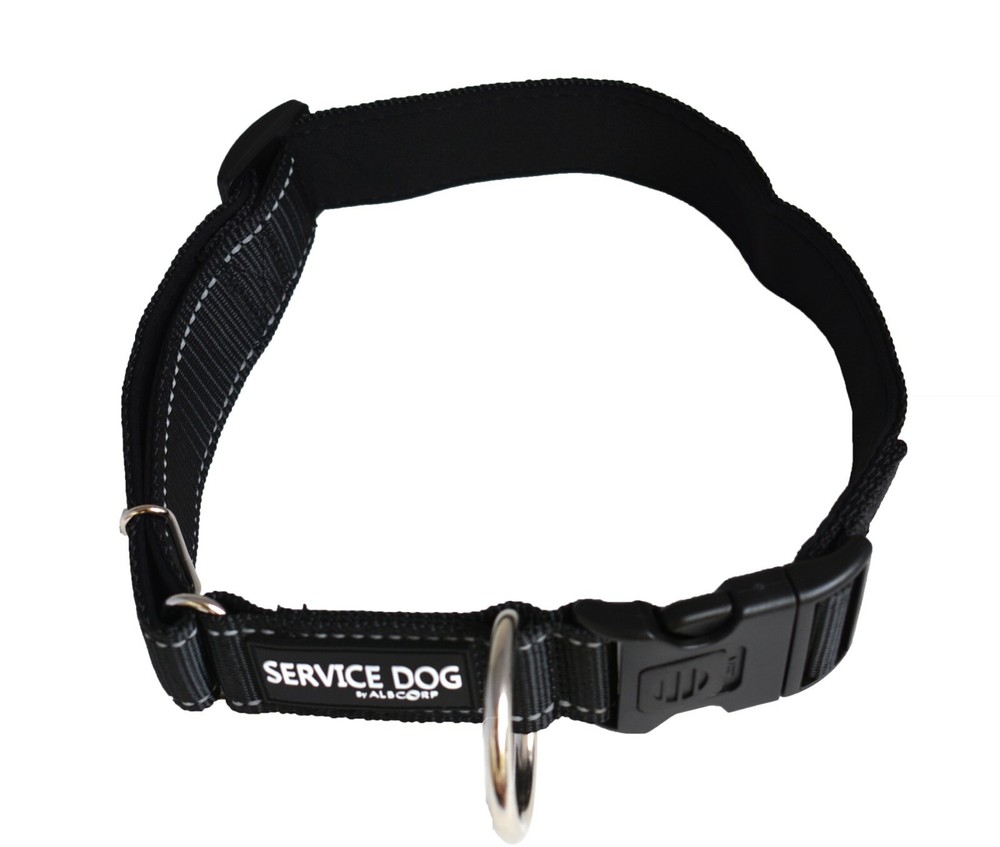 ALBCORP Reflective Service Dog Collar- Rubber Patch-Durable Nylon