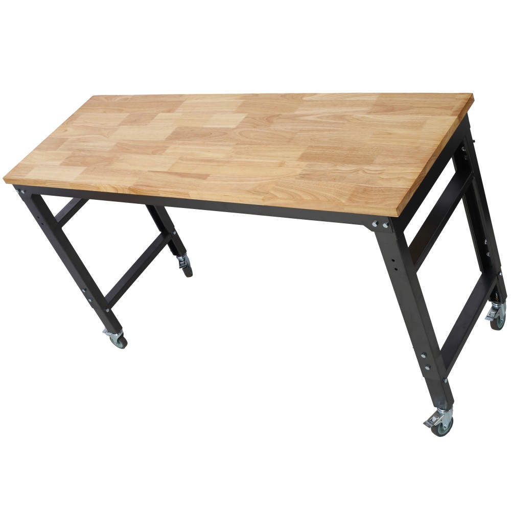 Heavy Duty Rolling Workbench, Locking Wheels Adjustable Height 60" Garage