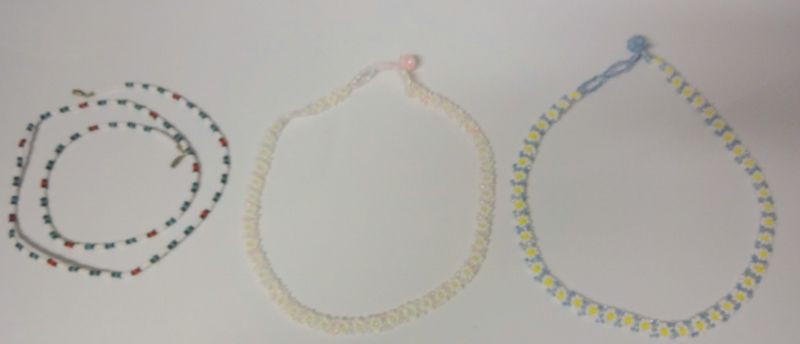 Vintage Multi Colored SEED Beaded 3 Pc Necklace