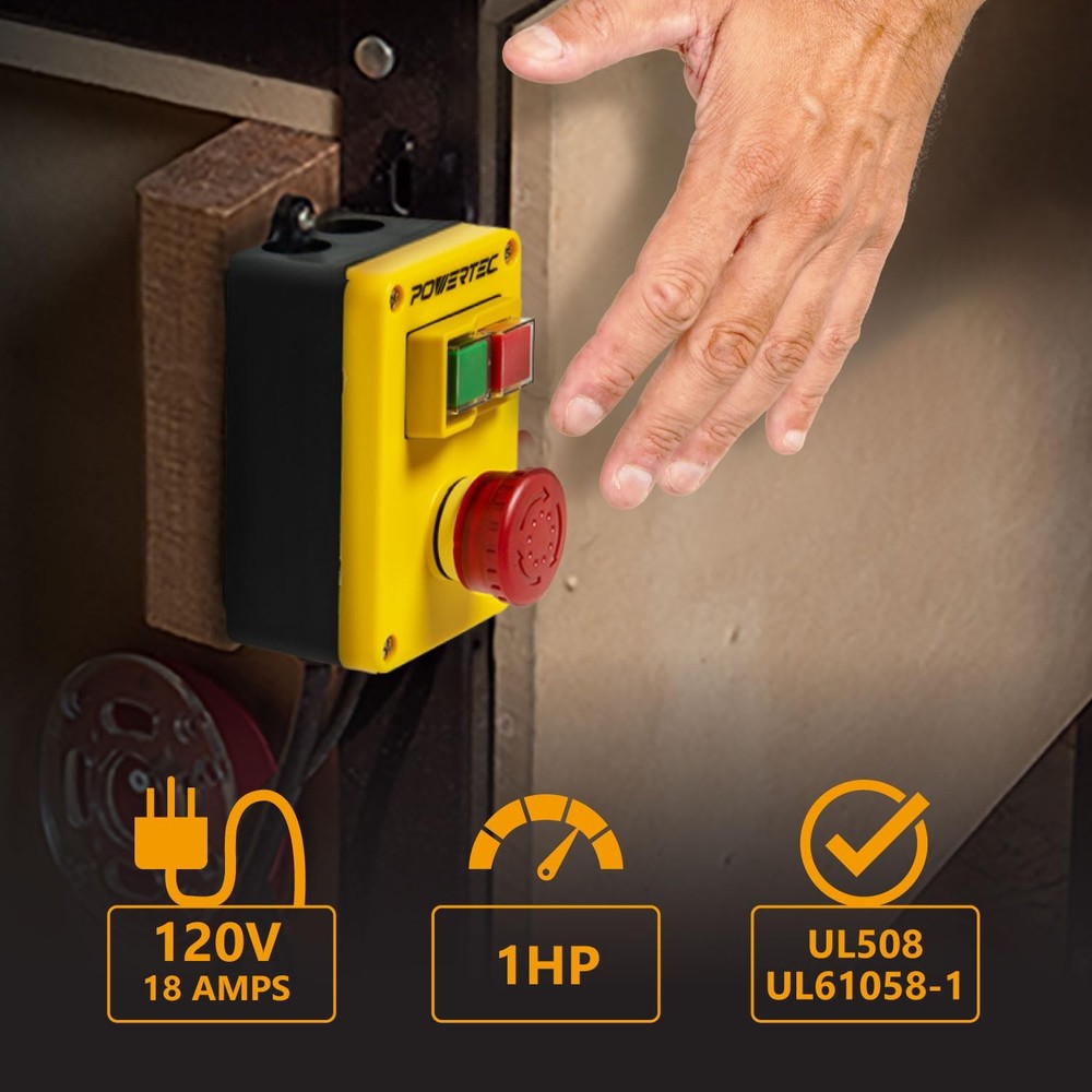 120V, 18A Magnetic Switch for Router Table, EZ Mounting on Work Bench & Tool ...