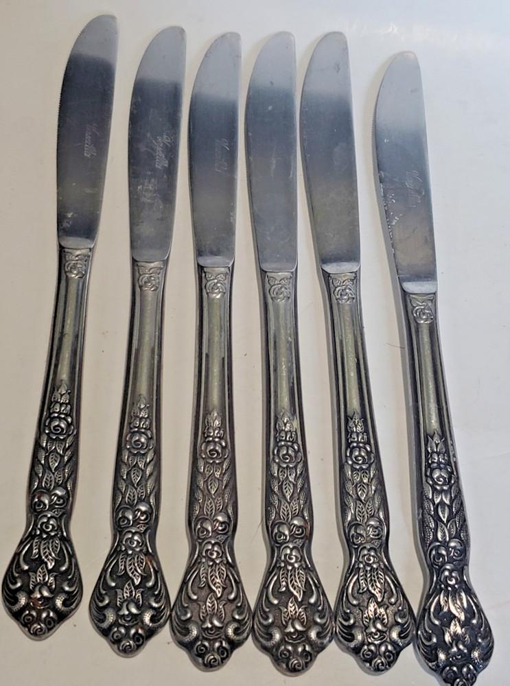 6 DINNER KNIVES Versailles by MSI Japan Stainless Steel Flatware Silverware
