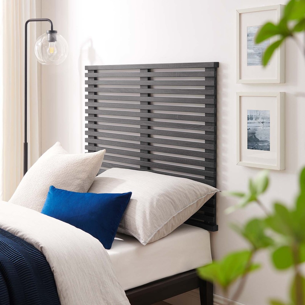 Modway Render Mid-Century Modern Wall-Mount Twin Headboard in Charcoal