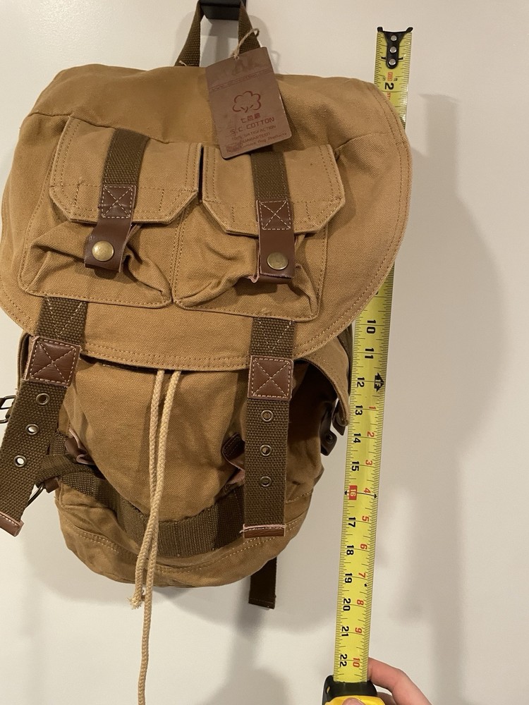NWT Cotton Canvas & Leather Backpack | Camera Day Outdoors Bag
