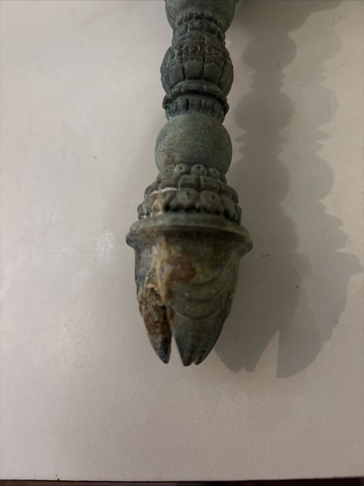 Antique Bronze ? Tibetan 2 Face Dagger Handle Read Description