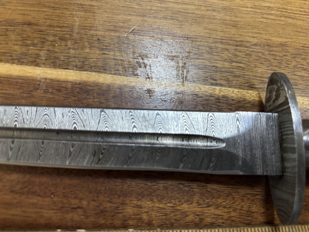 LARGE TOAD STICKER DAMASCUS DIRK DAGGER CUSTOM UNBRANDED W/SHEATH KDU