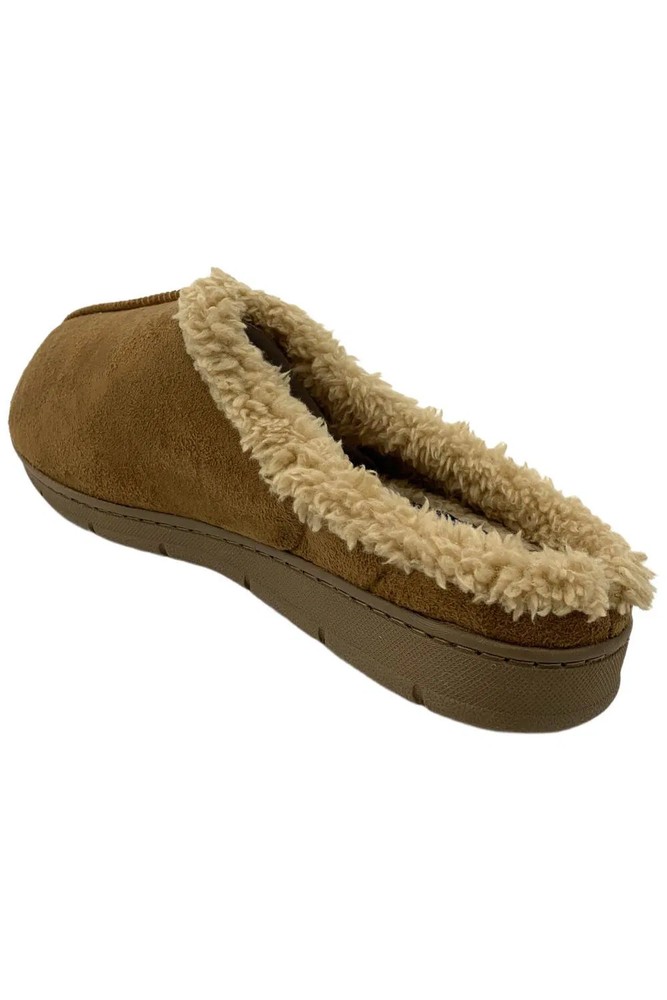 Wembly Men's Sherpa Lined Microsuede Mule Slippers Chesnut