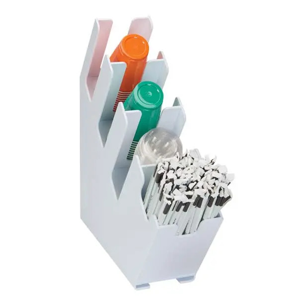 Dispense-Rite White Polystyrene 4-Section Slim Cup, Lid & Straw Organizer