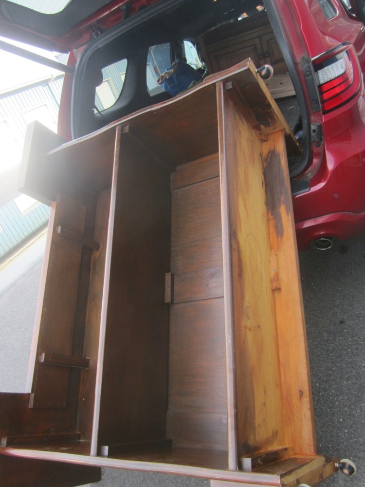 VTG HANDMADE SOLID WOOD DRY BAR ON WHEELS