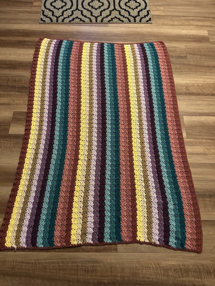 Handmade Crochet Lap Afghan Multicolors 42inx60in