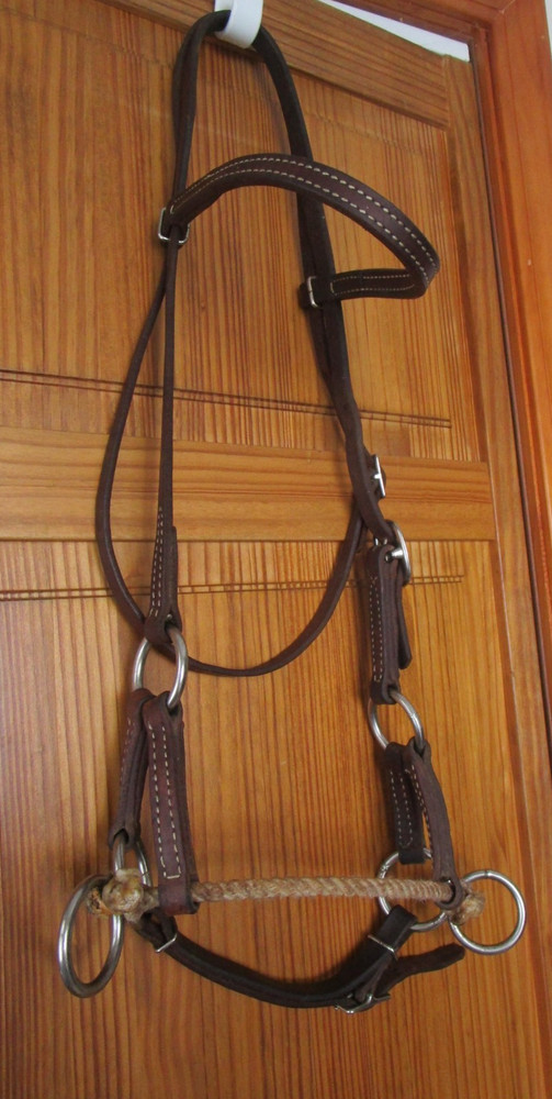 WEAVER LEATHER SIDE PULL, BITLESS BRIDLE HORSE SIZE