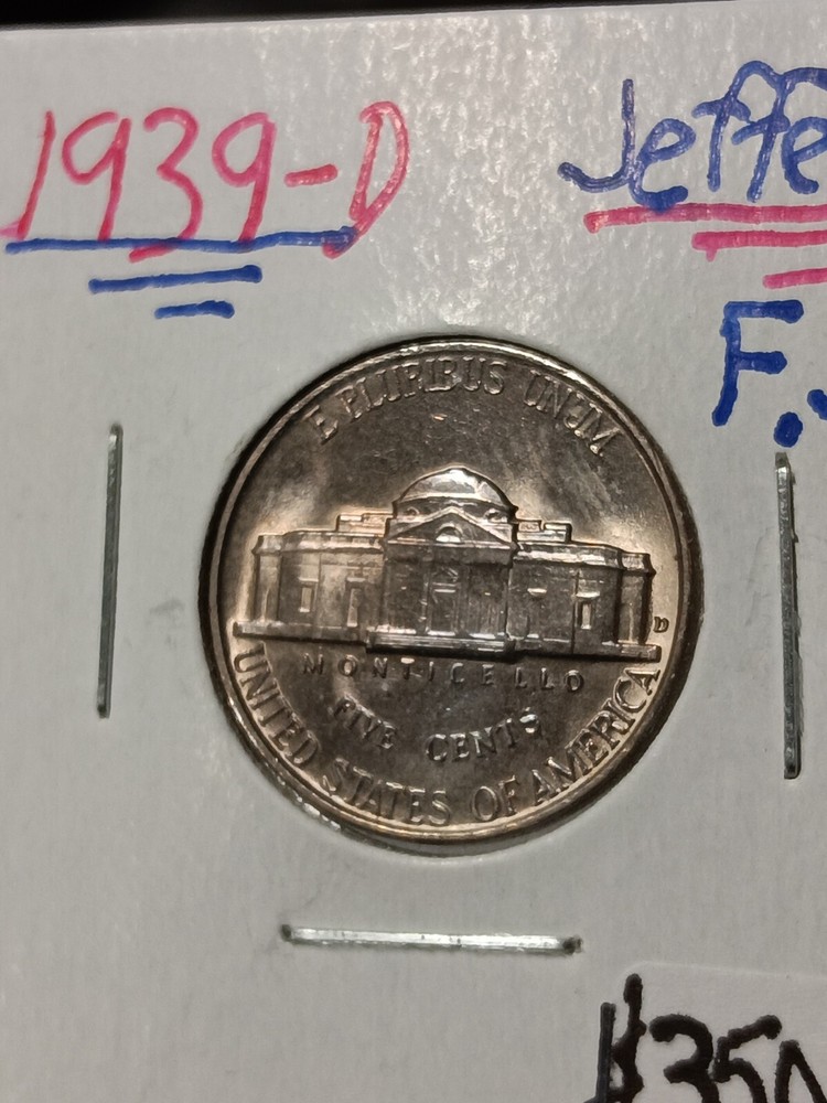 👉1939-D JEFFERSON NICKEL Full Steps S/268