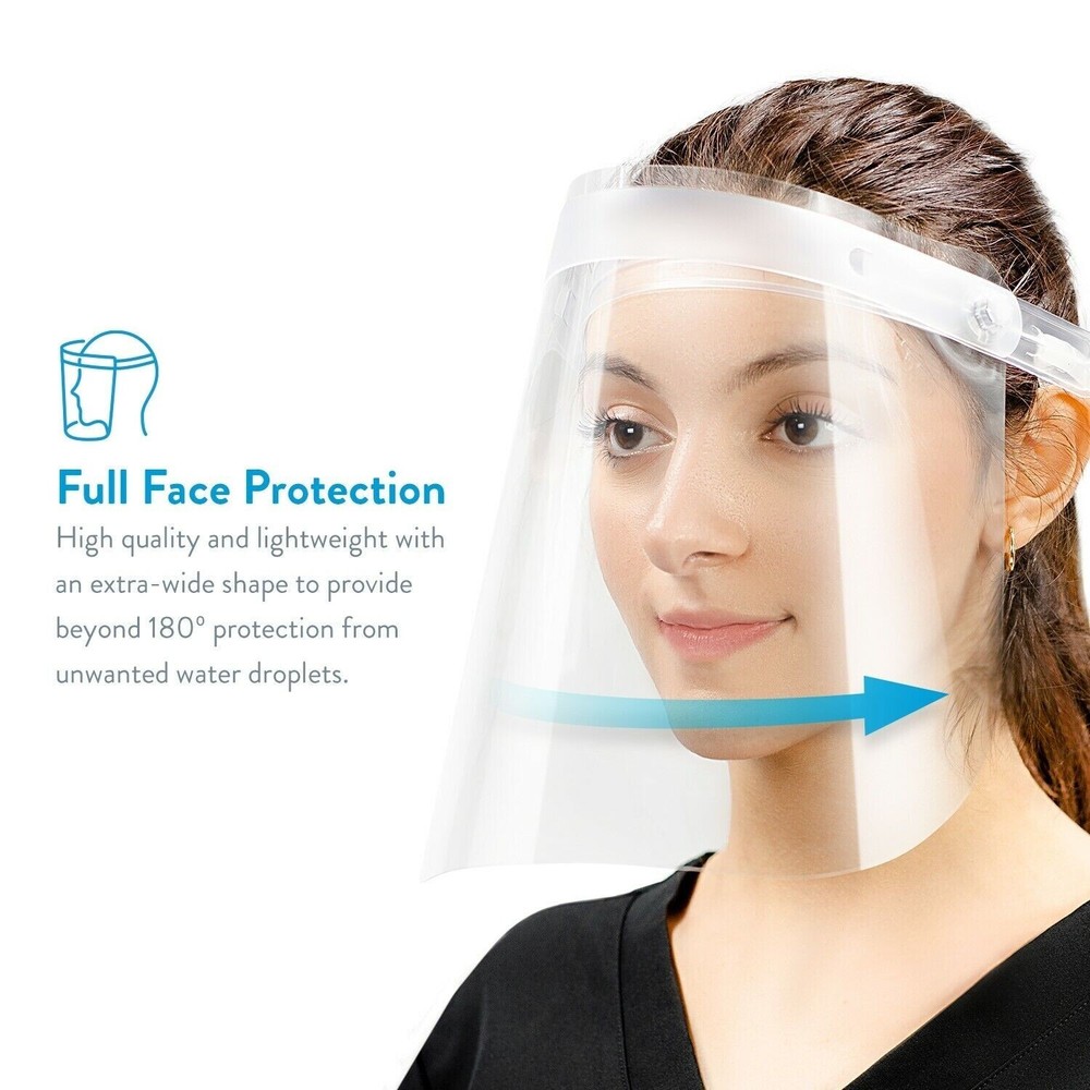 AccuMed 5 Protective Face Shields, Fully Transparent, Adjustable Headband