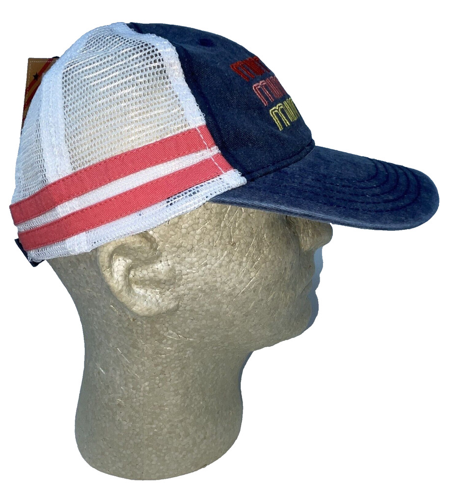 Ball Cap Hat Adjustable Minnesota Retro Look Stripes Vented Mesh Back Denim Blue
