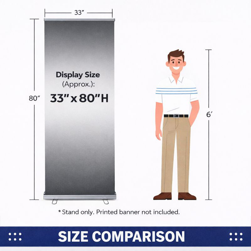 Retractable Banner Stand 33x80 Heavy Duty Plastic Base