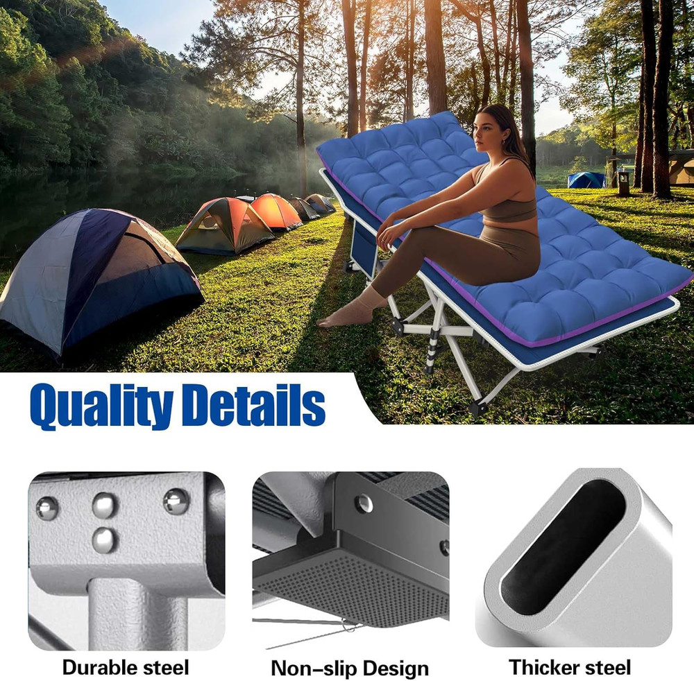 Cot Camping Cot with Thick Pad Cots for Sleeping Camping Bed Folding Cot 450Lbs(