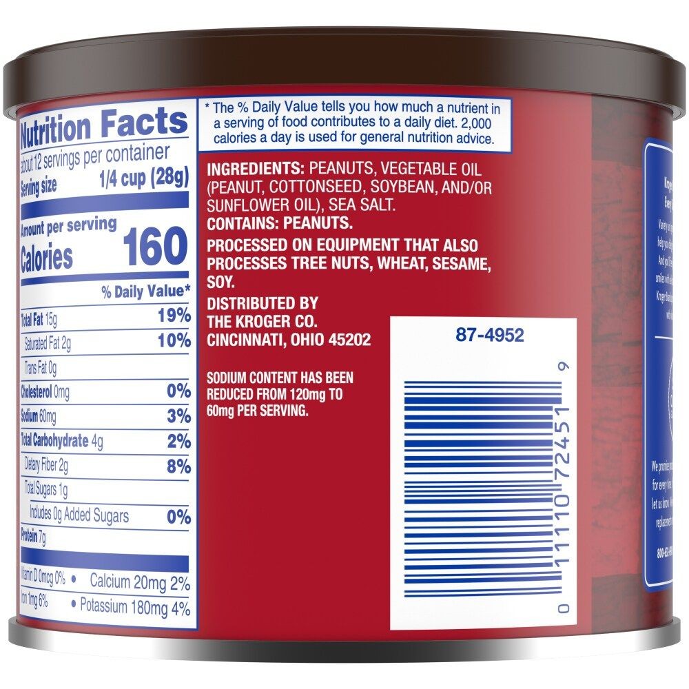 Kroger Lightly Salted Peanuts 12 oz - Pack of 3