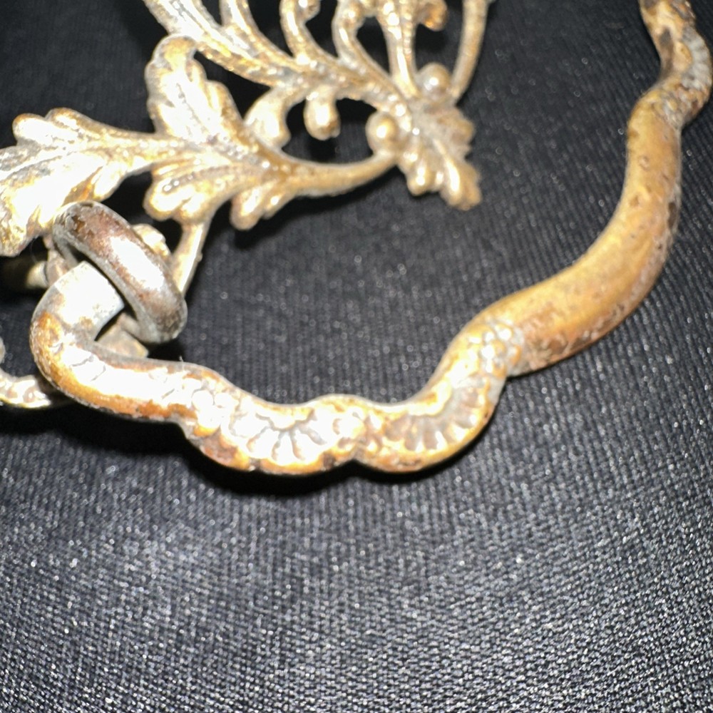 Antique Brass Drawer Pull Handle Beautiful Design & Details! For Bureau, Etc.